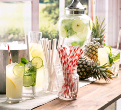 250 Straws Paper Regular Coloured Stripe