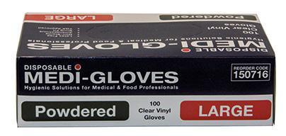 Gloves 100 Vinyl Clear Large Powdered