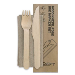 100 Wooden Knife Fork Napkin