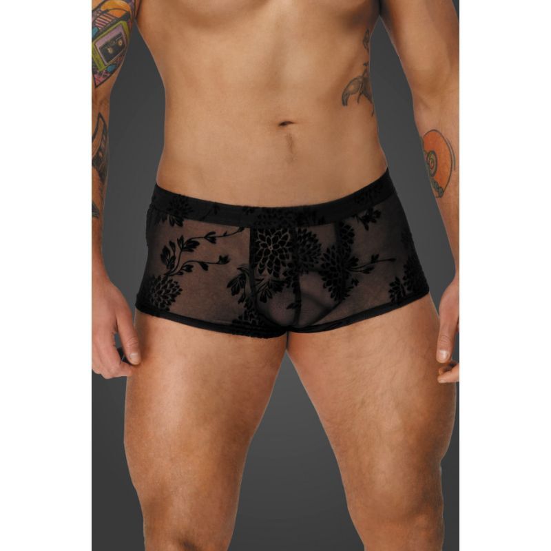 Noir Flock Embroidery Short Shorts