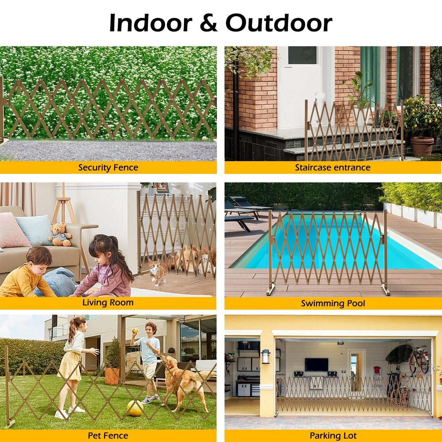 Expandable Aluminum Garden Fence Gate Rectangular