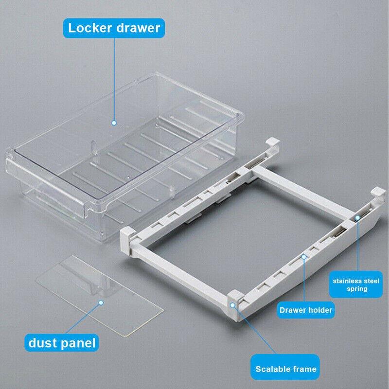 2PCS Adjustable Fridge Drawer Storage Box Under Shelf Refrigerator Organizer