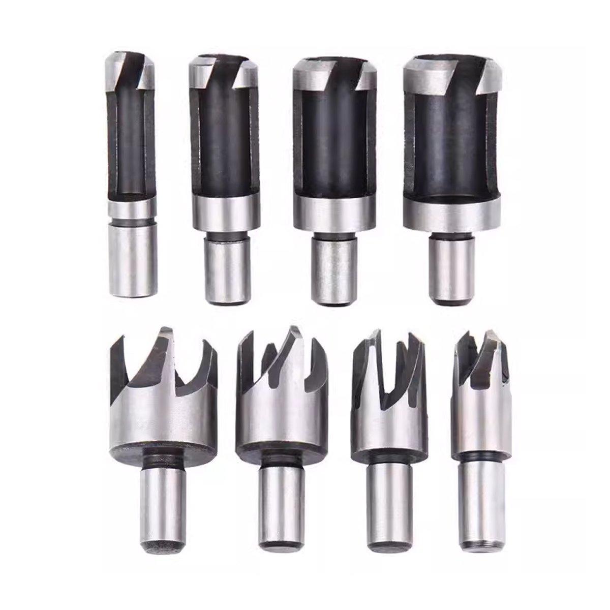 8 PCS Wood Plug Hole Cutter Dowel Maker Cutting Tools Shank Drill Bits With Box
