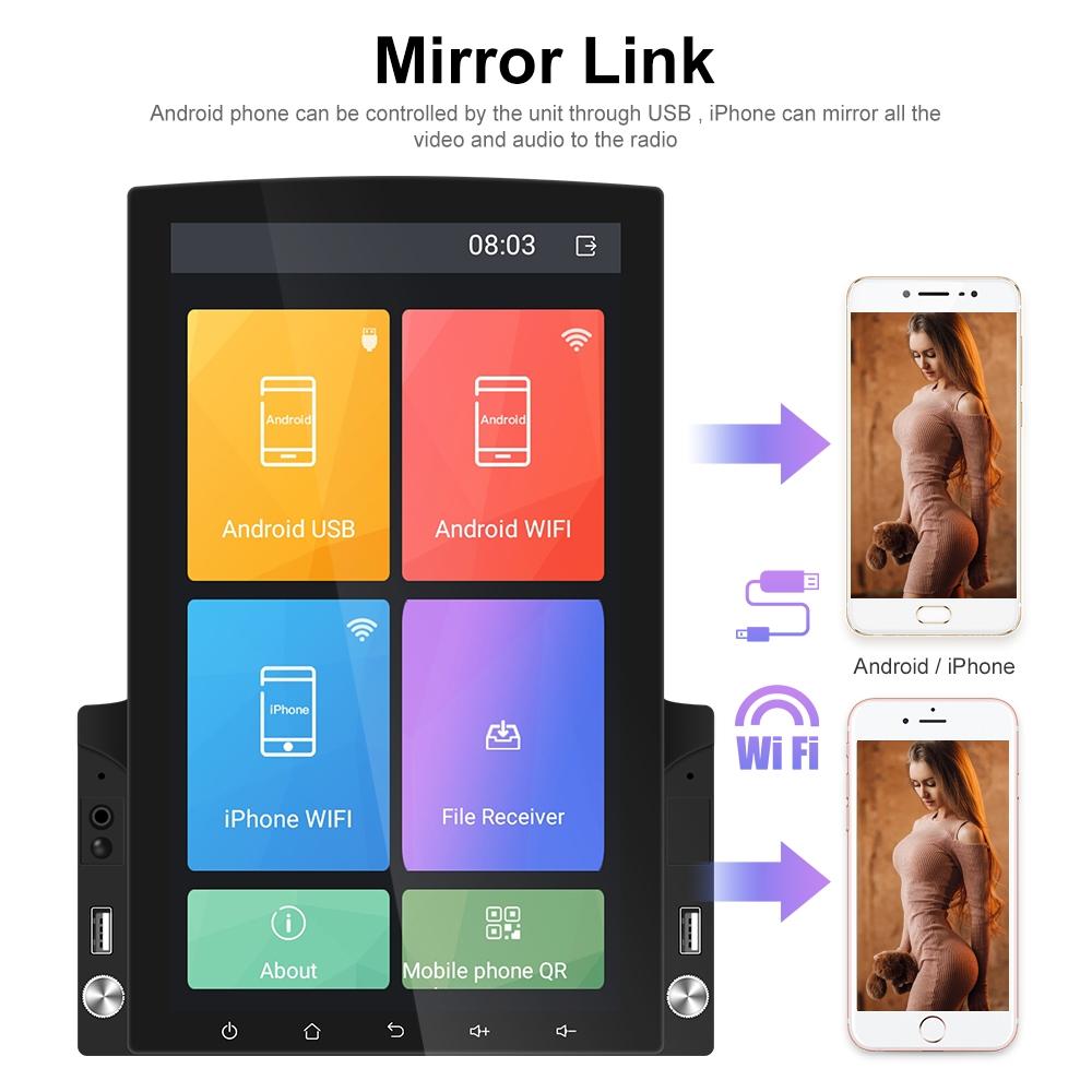 9.7 Inch Vertical Screen Android Car Mp5 Player With Hd 2.5D Glass - Navigation All-In-One