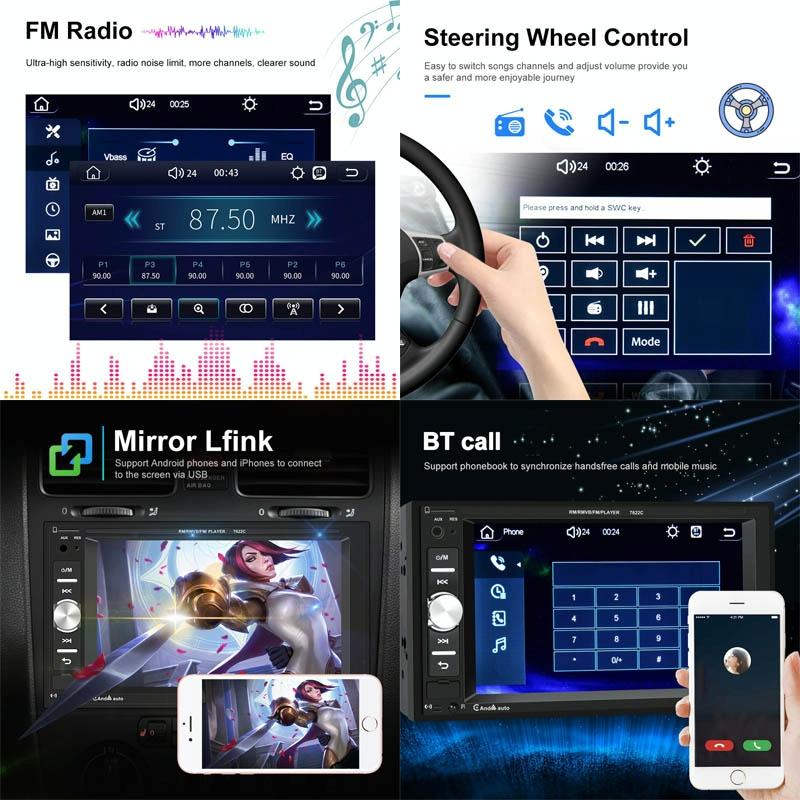 6.2 Inch Dual Spindle Hd Car Mp5 Player With Carplay - Universal Fit