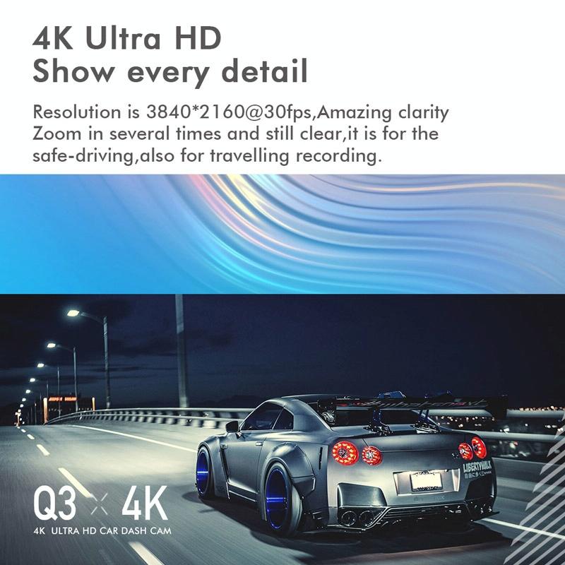 4k Dual Record Driving Recorder with Wifi and Night Vision