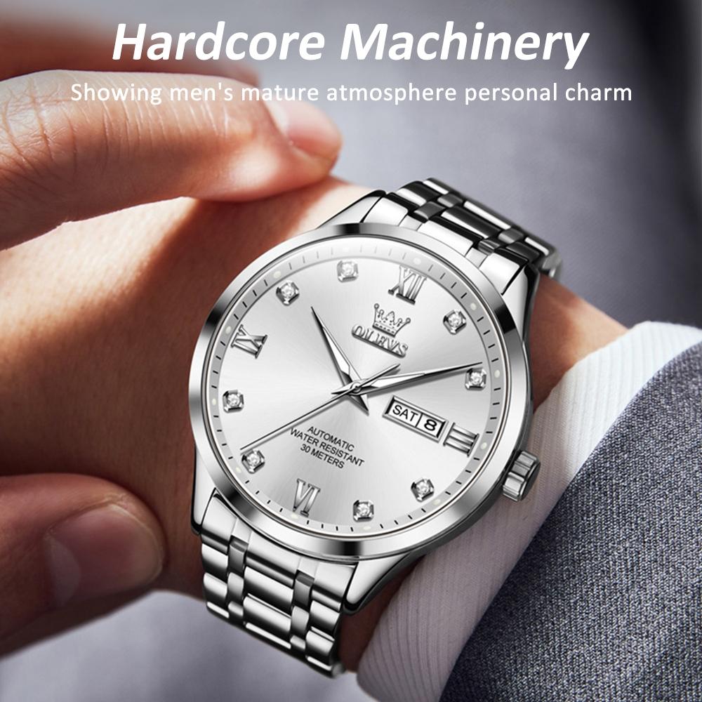 Waterproof Quartz Watch with Diamond Roman Scale for Men - Grey + Silver