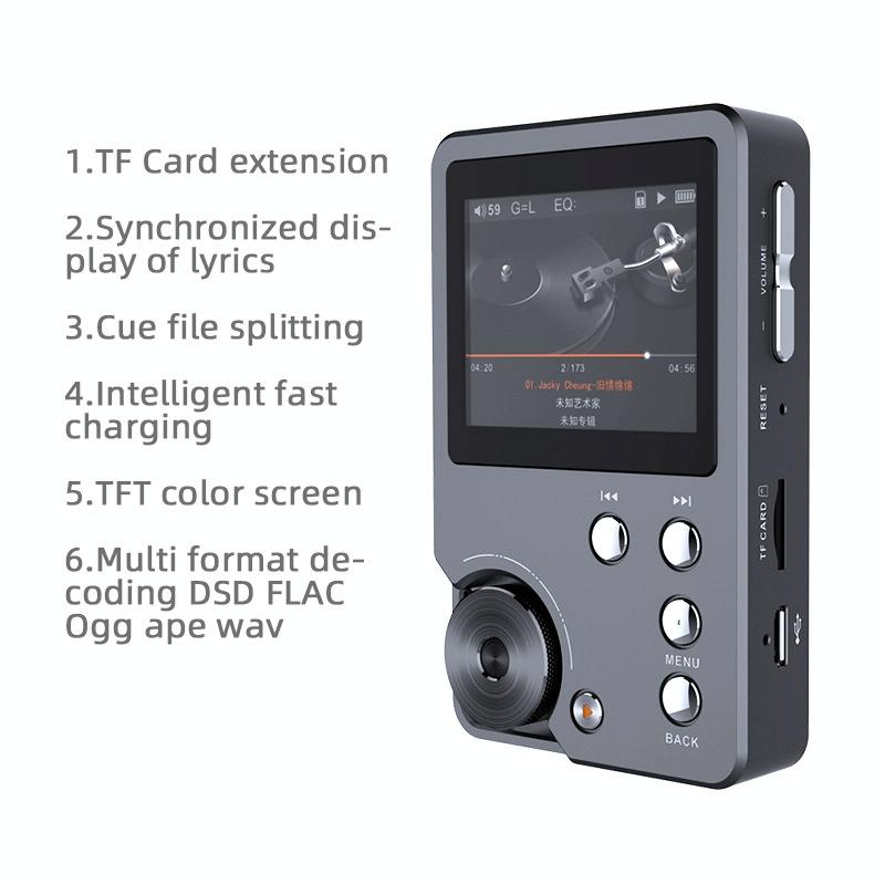 Lossless Dsd256 Music Player Silver Gray - With 128Gb Tf Card
