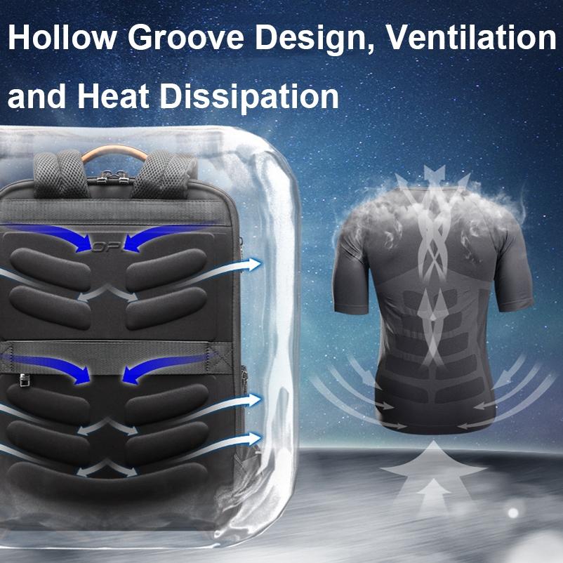 Waterproof Expandable Backpack with Usb Charging - Multi-compartment - Dark Gray