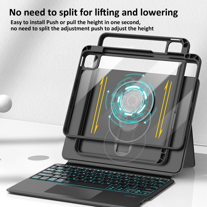 Universal Rotatable Magnetic Keyboard Case For Ipad 10.5 / 10.2 - Suspended Slide Rail Protection - White - For Ipad 12.9 Inch