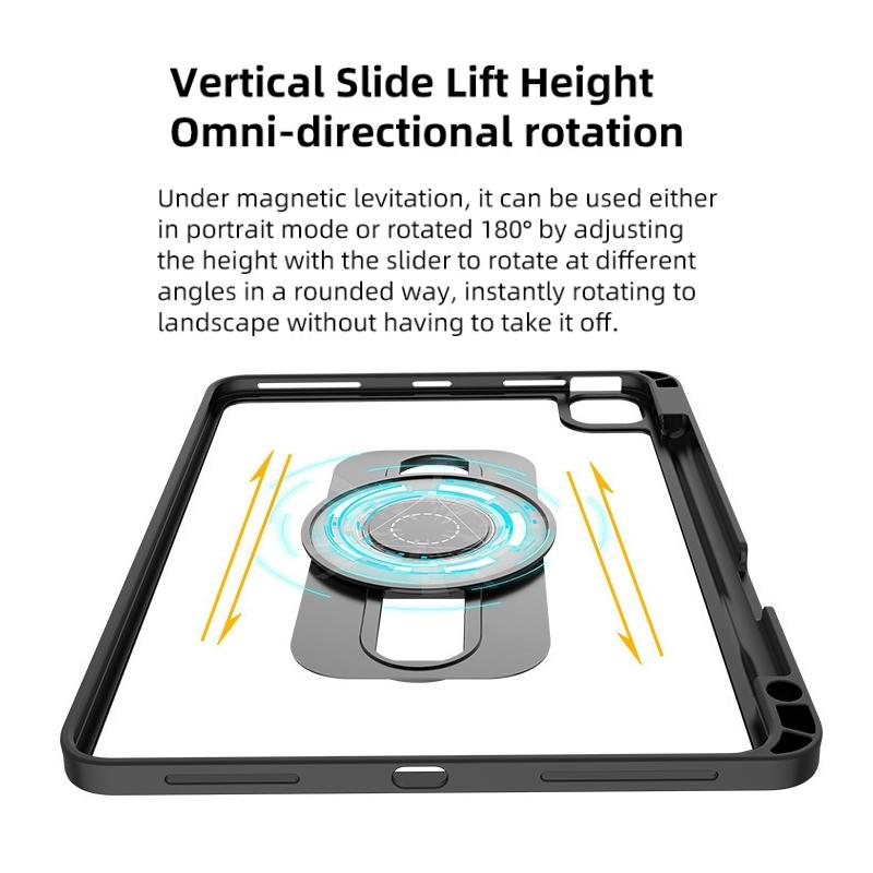 Universal Rotatable Magnetic Keyboard Case For Ipad 10.5 / 10.2 - Suspended Slide Rail Protection - White - For Ipad 12.9 Inch