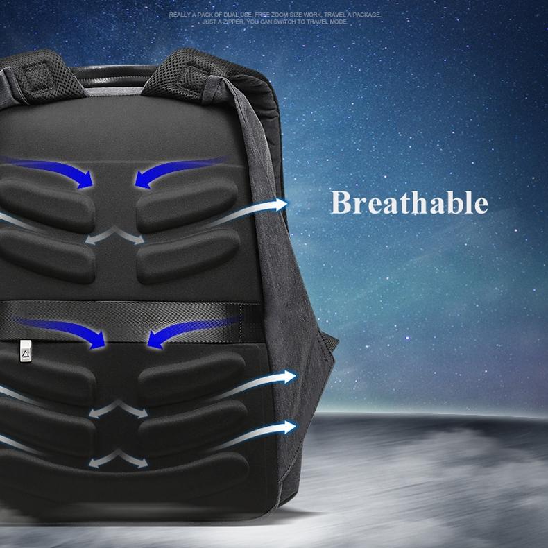 Waterproof Anti-Theft Usb Shoulder Bag - Large Capacity - Black