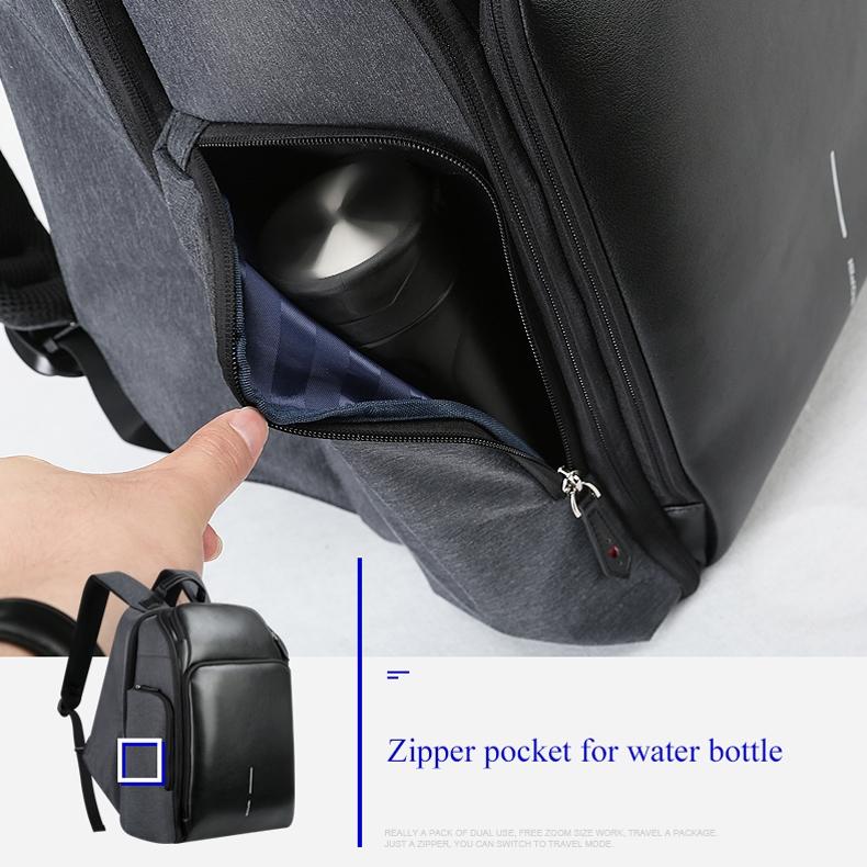 Waterproof Anti-Theft Usb Shoulder Bag - Large Capacity - Black
