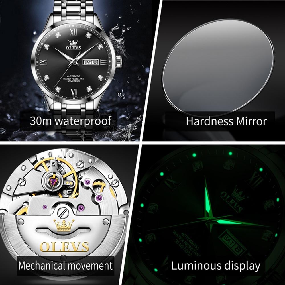 Waterproof Quartz Watch with Diamond Roman Scale for Men - White + Gold