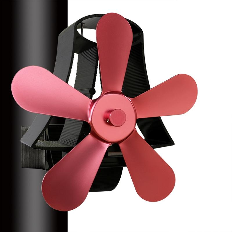 High Temp 5-blade Heat Powered Stove Fan for Fireplaces - Silver