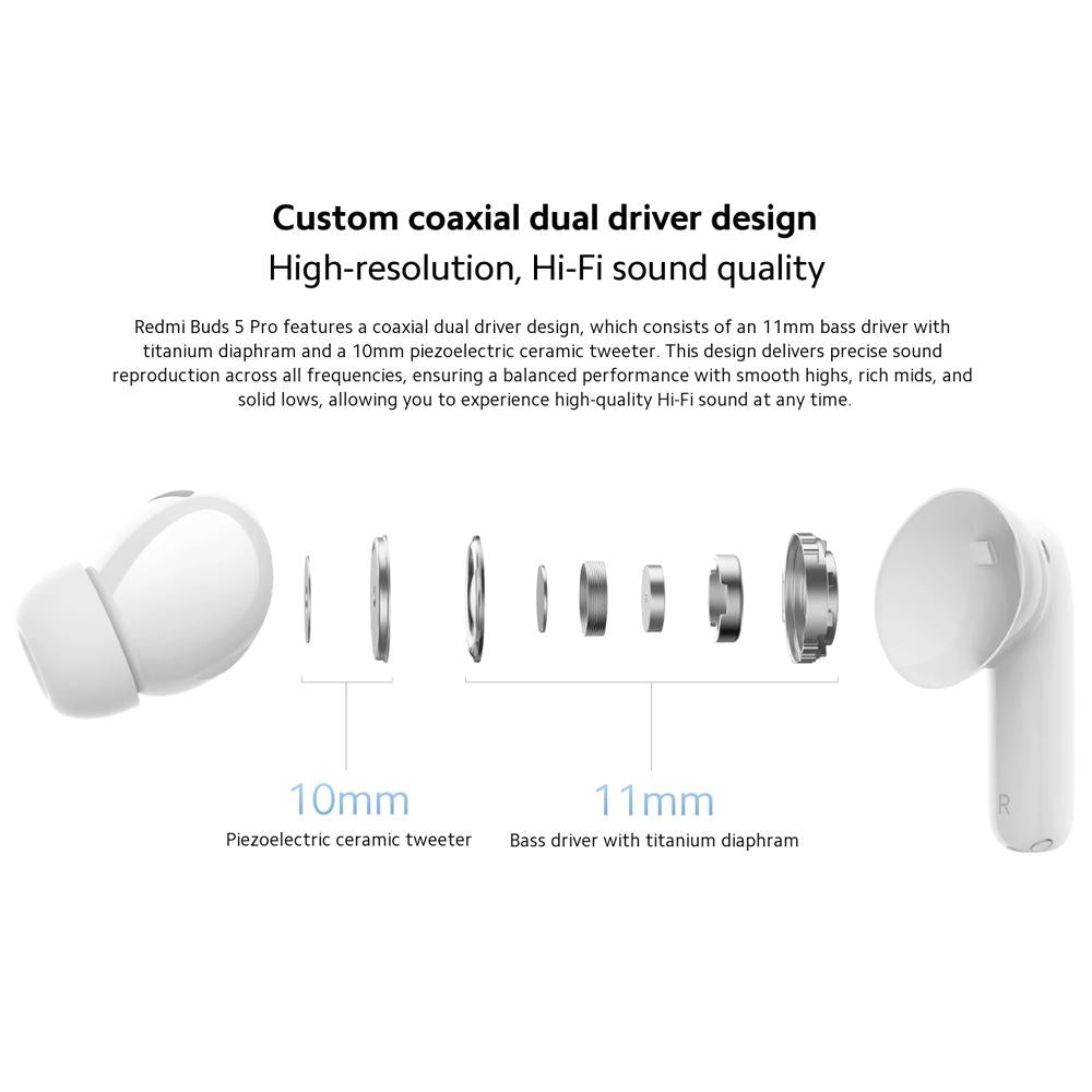 Wireless Redmi Buds 5 Pro Bluetooth Earphones - White