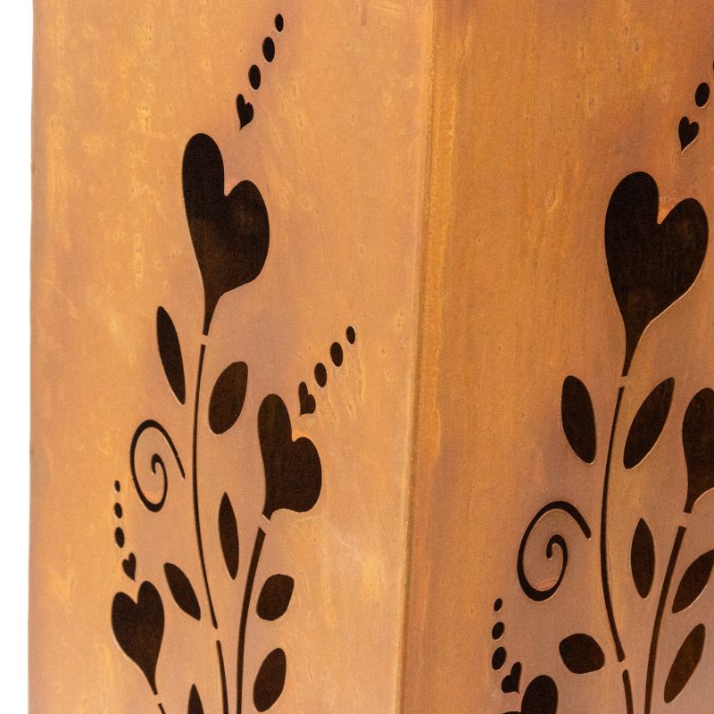 Set 2 Nested Square Pillar Rust 'Hearts' Panters 93cm, 86cm