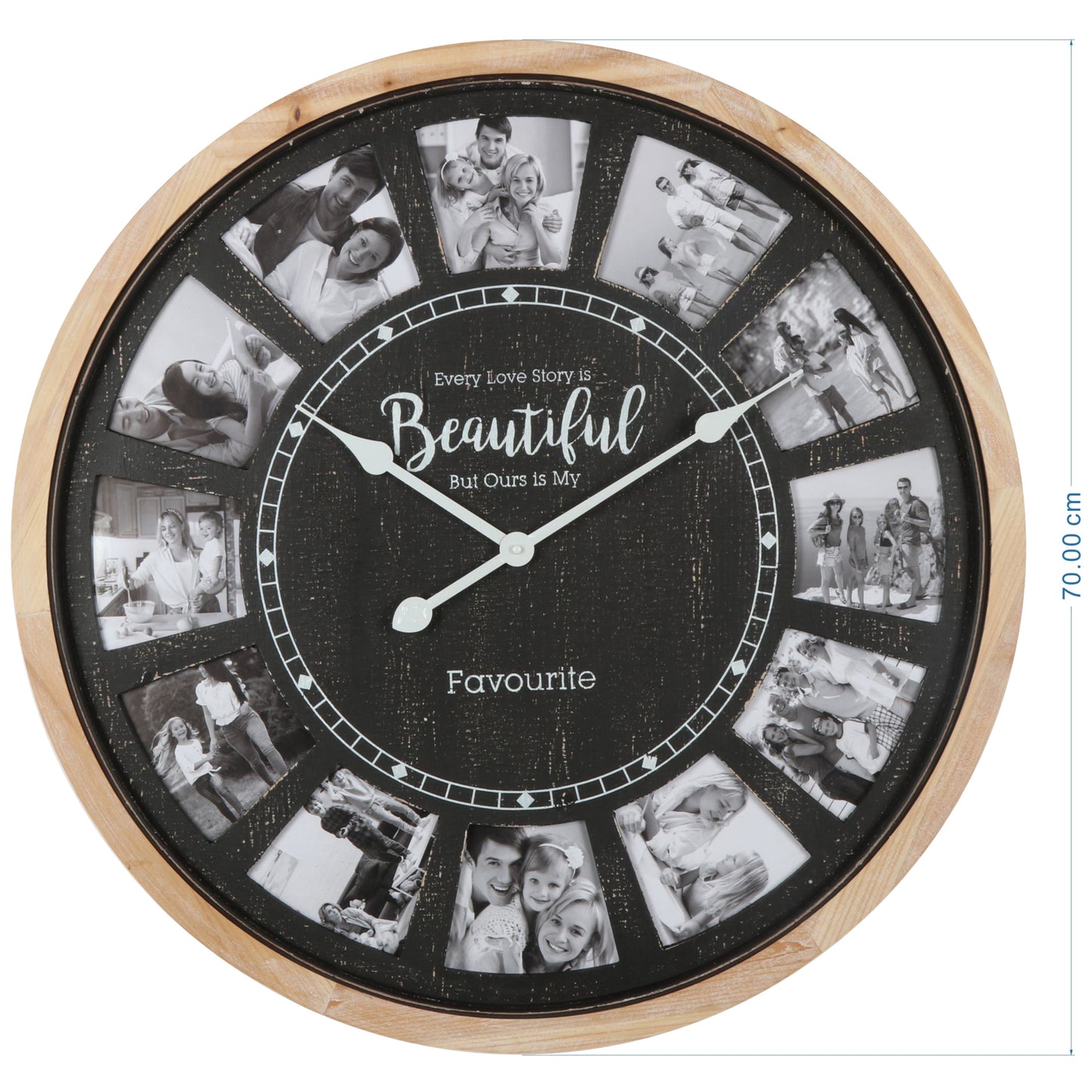 Distressed Photo Gallery Collage Wall Clock 70cm