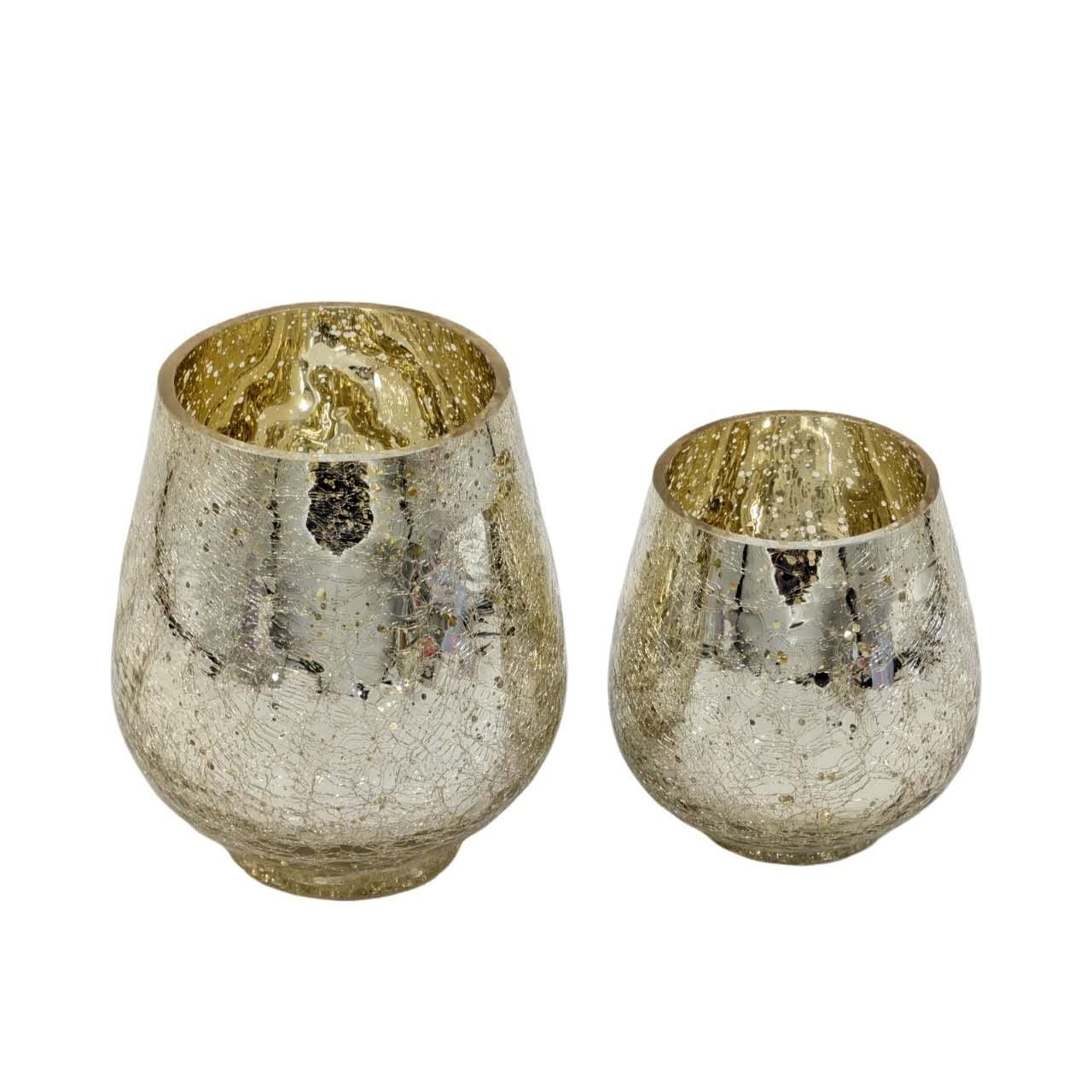 bulk 6 Gold Crackle Glass Hurricane Candle Holder Large 20cm