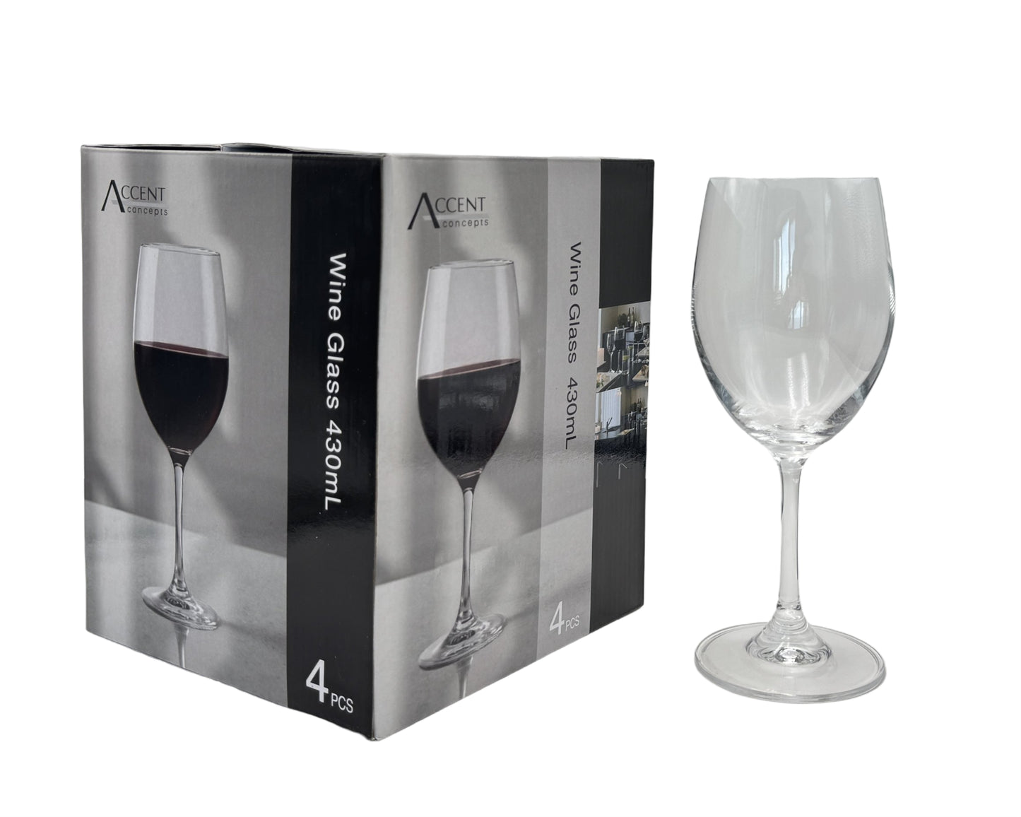 bulk 24 Clear Wine Glass in Gift Pack 430ml