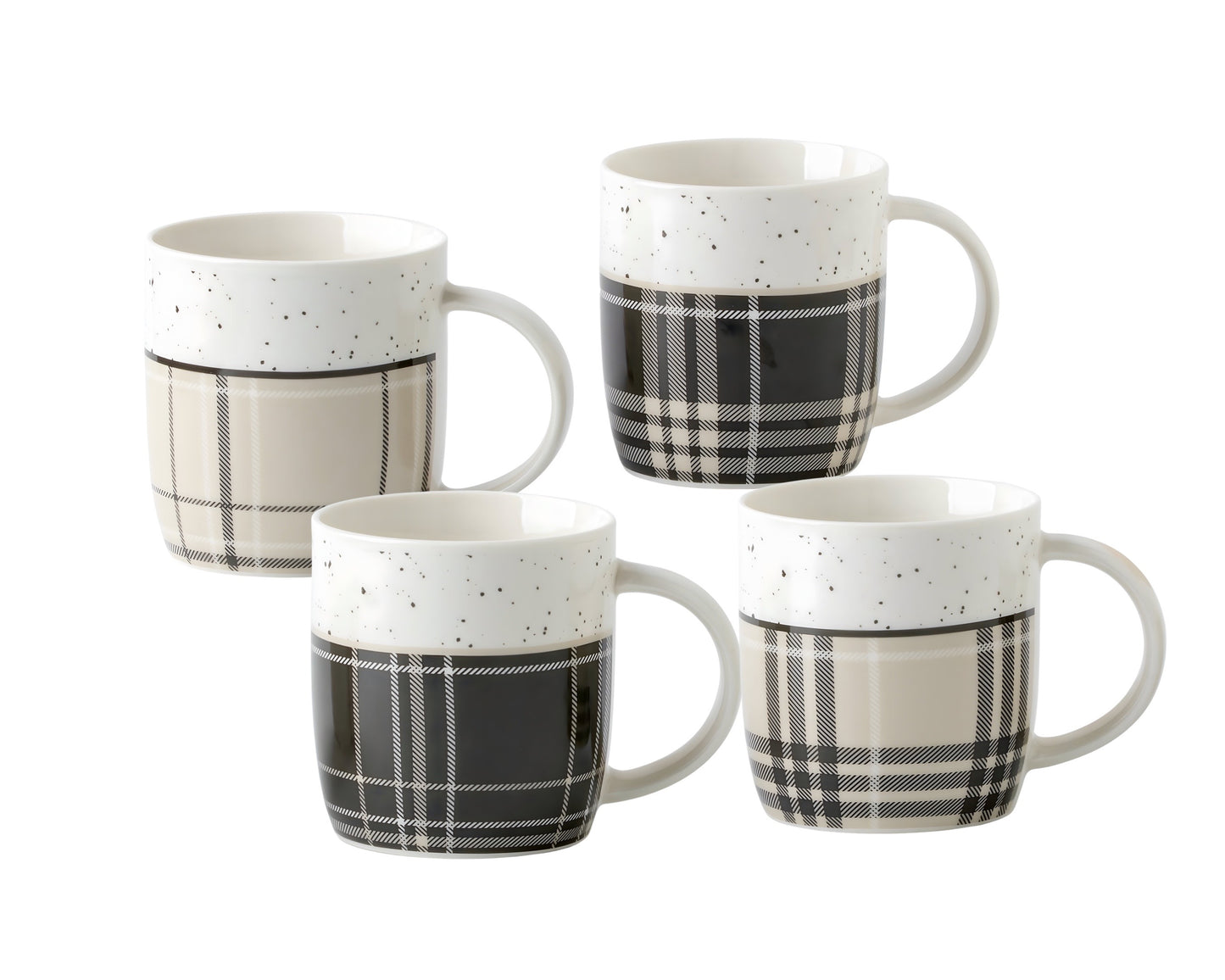 bulk 24 Tartan New Bone China Mug 360ml 4 Assorted