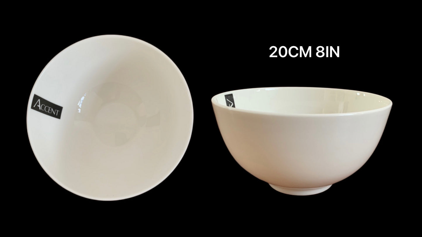 bulk 24 White Fine Bone China Bowl 8ln 20x10cm