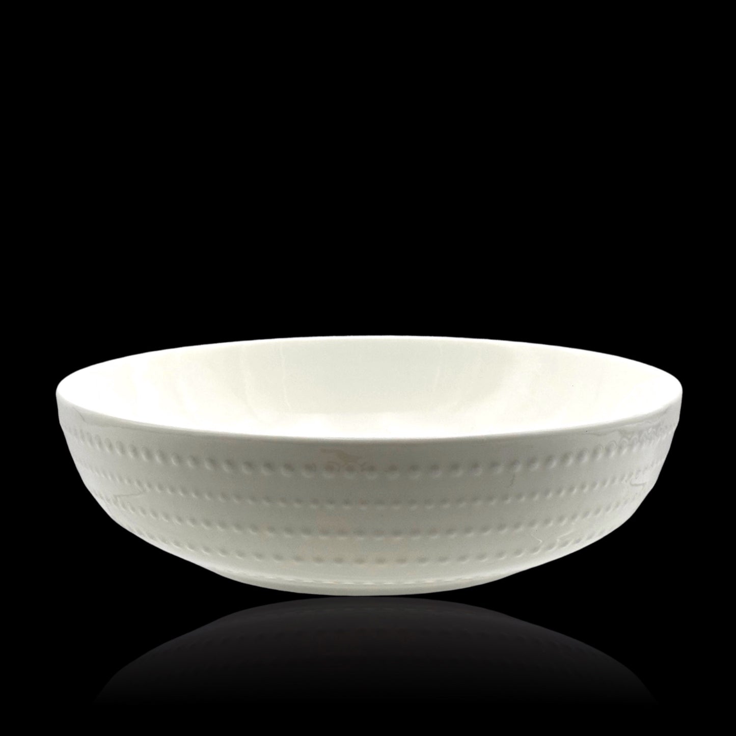 bulk 24 White Bone China Embossed Pearls Bowl 20x7cm