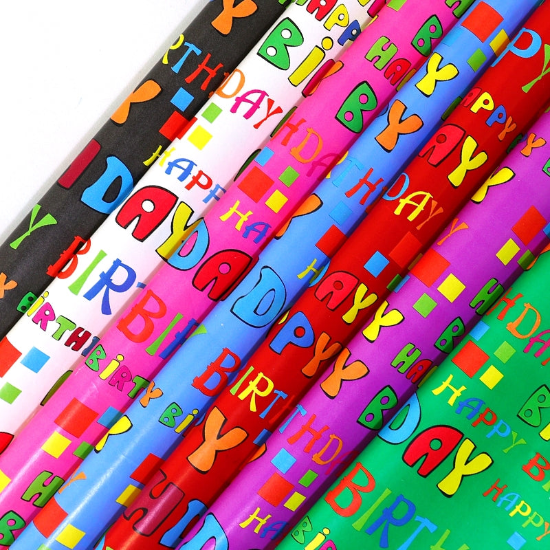 bulk 50 Happy Birthday Gift Wrap 70cmx3m 38mm Core