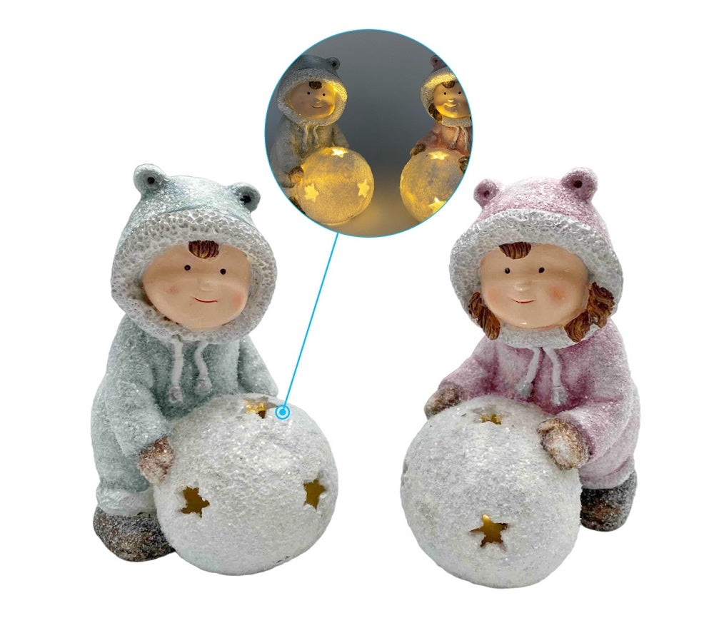 bulk 12 Xmas Child W Led Light Up Ball Assort 16cm