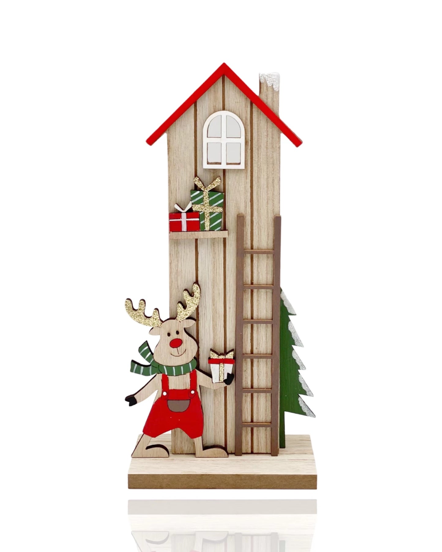 bulk 12 Plywood House & Deer Standing 24cm