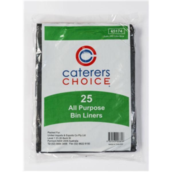 25 Garbage Bag 240 Litre Black Heavy Duty Bin Liner 240L