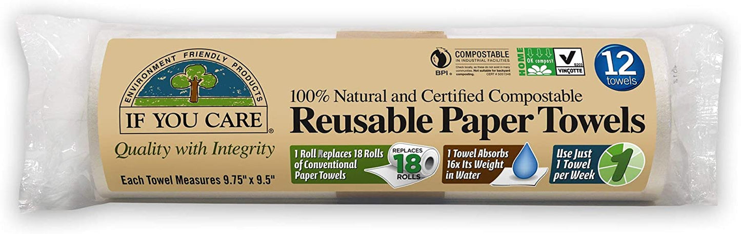 IF YOU CARE Natural Reusable Paper Towels, 12 Count
