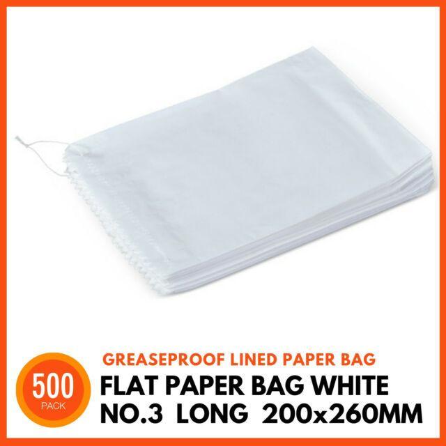 500 Paper Bags No 3 White Flat