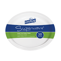50 Castaway Plates Plastic 225 X 275Mm (9 X 11 Inch) Oval