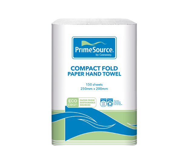 PRIMESOURCE PAPER TOWEL HAND COMPACT FOLD 25 X 19CM 16 X 150'S