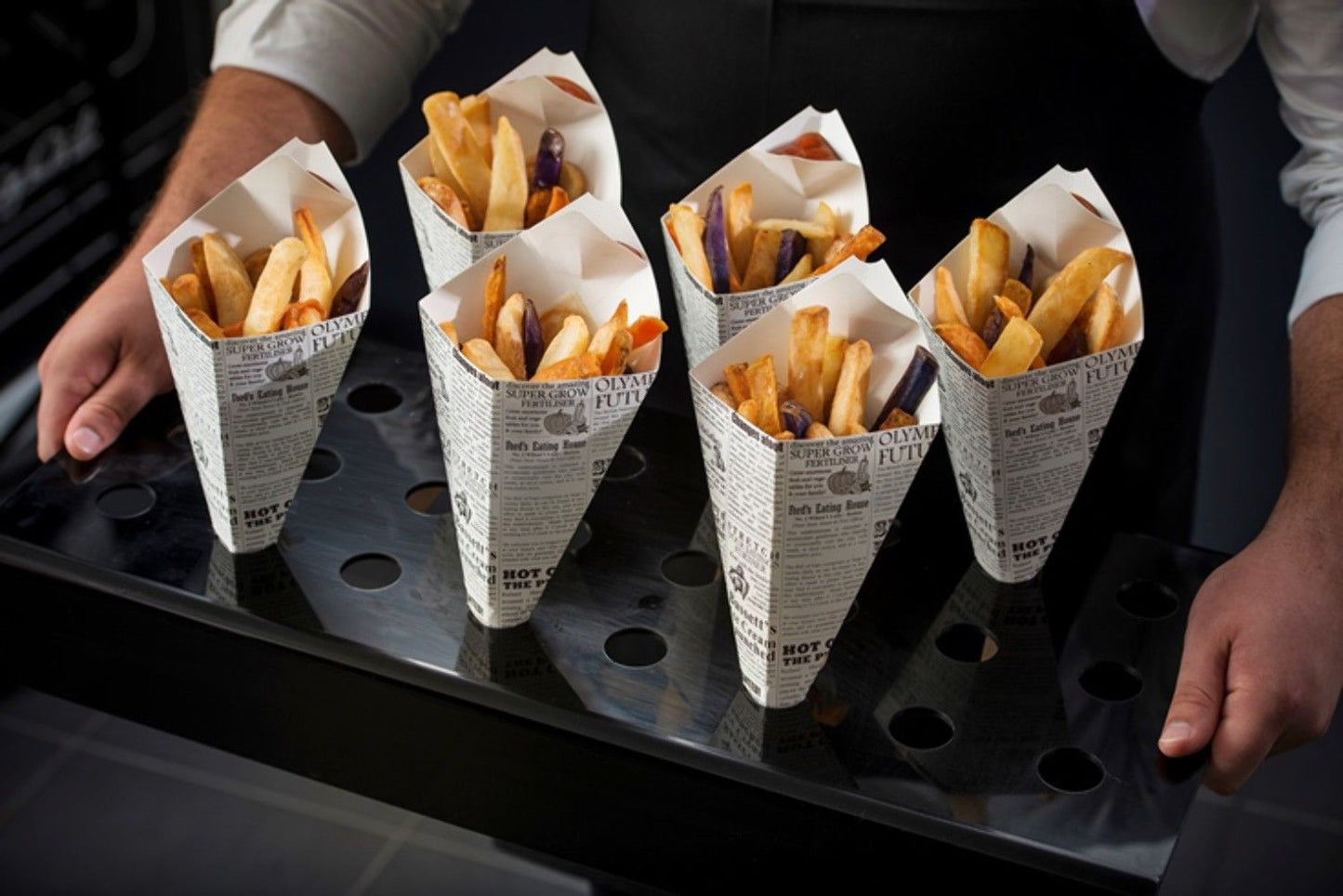 50 pack Cone Chip & Dip Newspaper Medium 250 X 150Mm