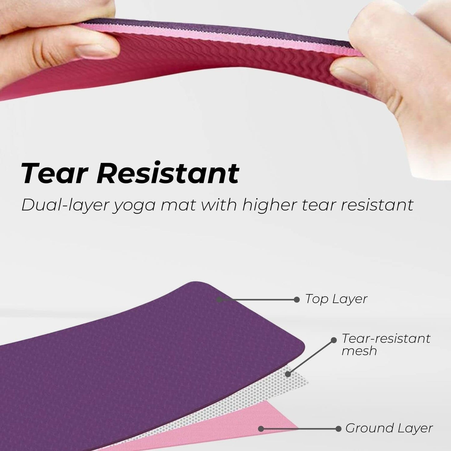 VERPEAK TPE Yoga Mat Dual Color (Lavender) with Yoga Bag and Strap - FT-MT-101-ATC
