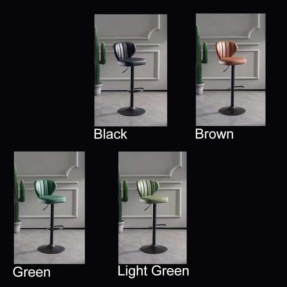 Bar Stools Kitchen Bar Stool Leather Barstools Swivel Gas Lift Counter Chairs x2 BS8405 Green