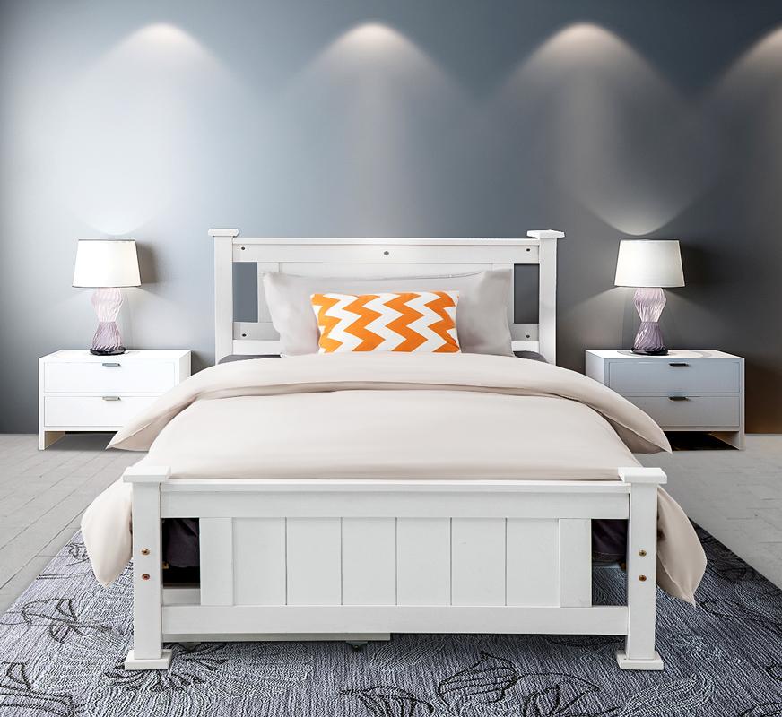 Single Solid Pine Timber Bed Frame – White