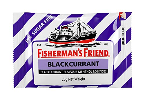 Box Of 12 Fisherman'S Friend Blackcurrant Sugar Free, Blackcurrant Flavour Menthol Lozenges, 25 G, Blackcurrant Sugar Free