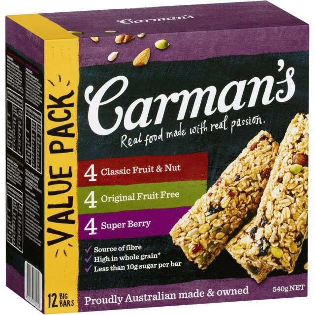 3 X CarmanS Muesli Bars Variety Pack Carman