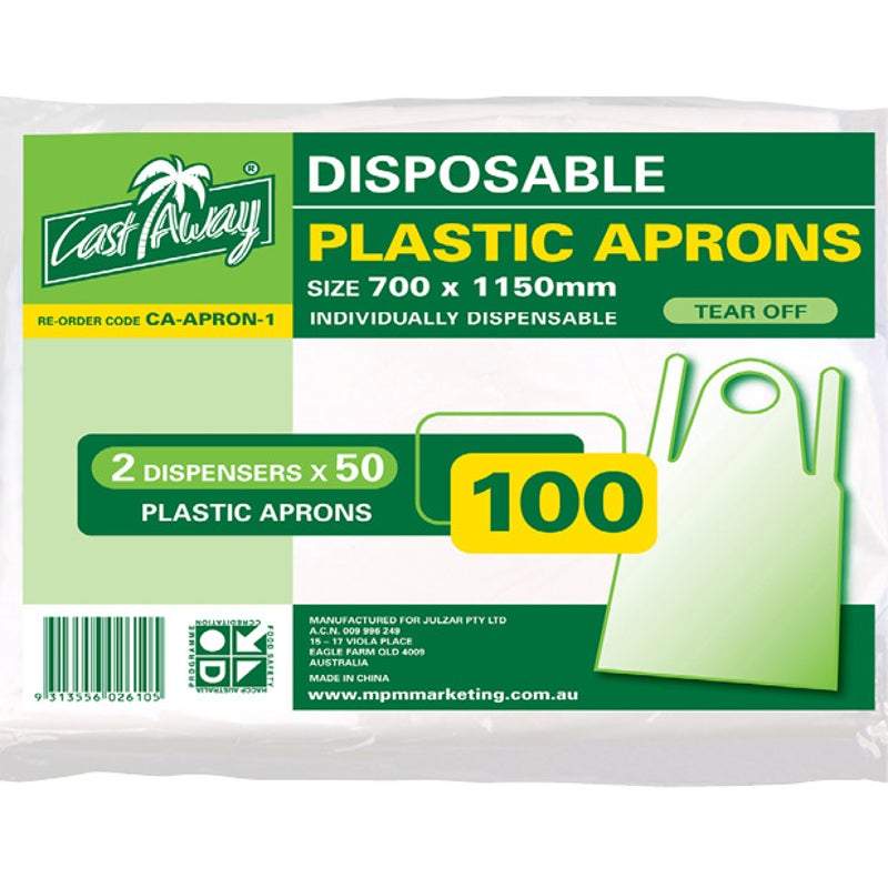 Cast Away Aprons Disposable Large White 100 Pack