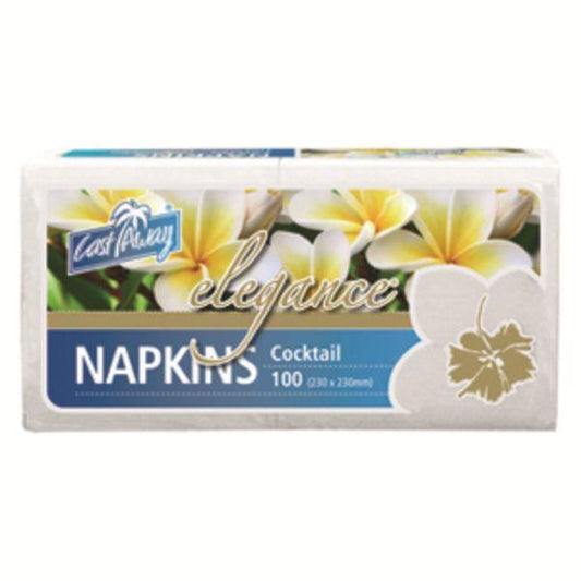 Napkins 100 Cocktail Elegance White 230 X 230Mm