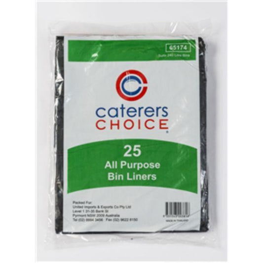 25 Garbage Bag 240 Litre Black Heavy Duty Bin Liner 240L