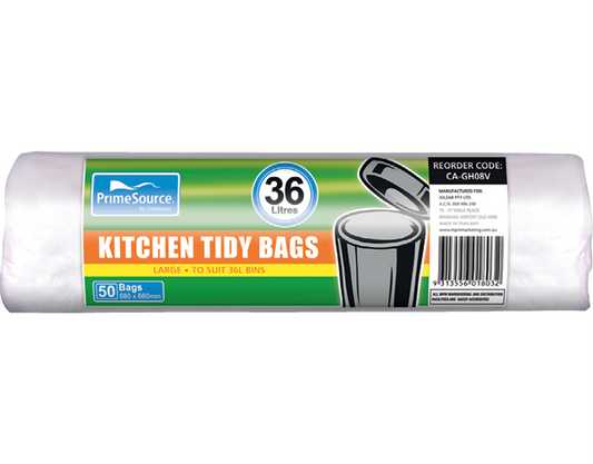 20 X  50 Kitchen Tidy Bin Liner 36 Litre Large White Flat