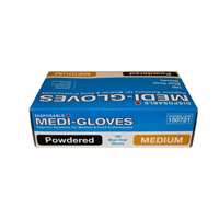 100 Gloves Vinyl Blue Medium Powdered