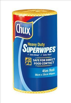 80 Chux Wipes Roll Heavy Duty Yellow 45M