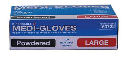 100 Gloves Vinyl Blue Large Powdered