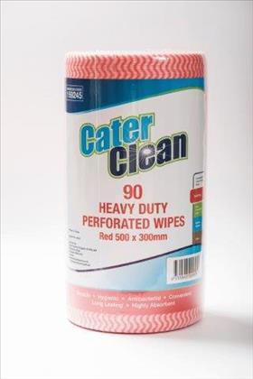 6 X 90 Wipes Roll Heavy Duty Red 50 X 30Cm