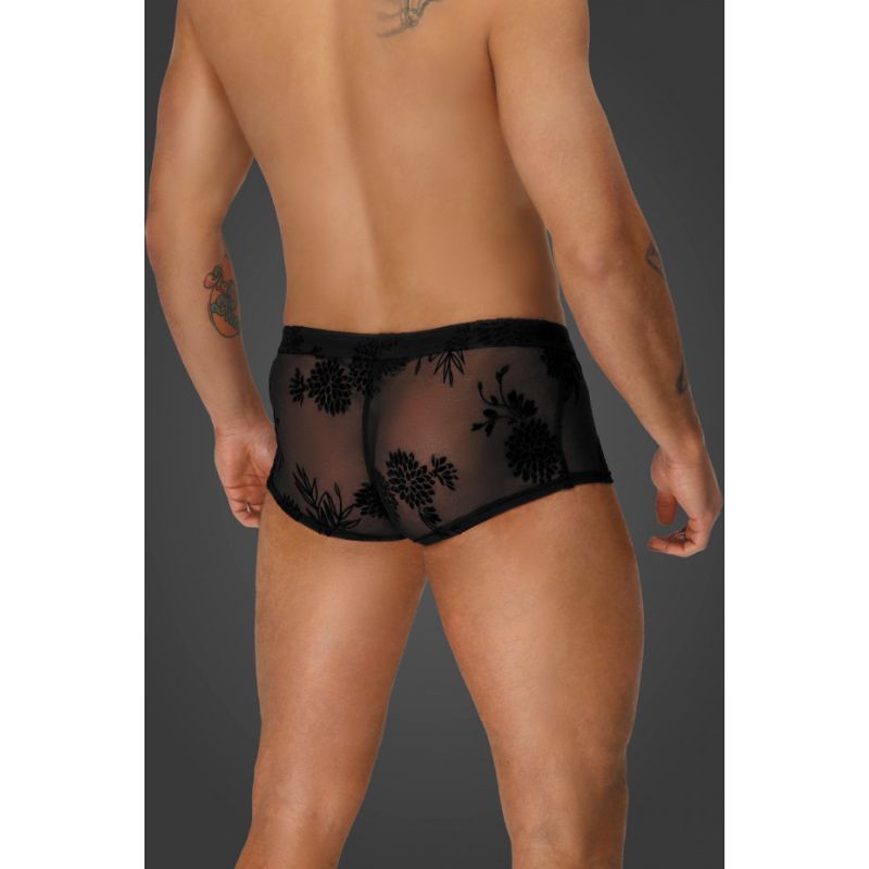 Noir Flock Embroidery Short Shorts